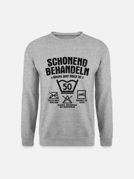 SCHONEND BEHANDELN 50 JAHRE ALT 50. GEBURTSTAG - Unisex Pullover - Weißgrau meliert