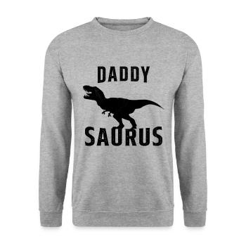 Papa saurus Humour Cadeau fête des pères - Sweat-shirt Unisexe - gris chiné - Devant - Alina (178cm) & Michal (187cm)