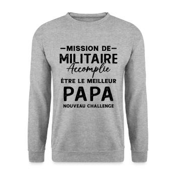 Militaire Futur Papa Cadeau Drôle Fête Des Pères - Sweat-shirt Unisexe - gris chiné - Devant - Alina (178cm) & Michal (187cm)