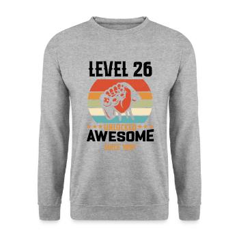 Level 26 Complete 1997 Birthday Gift - Unisex Sweatshirt - salt & pepper - Front - Alina (178cm) & Michal (187cm)
