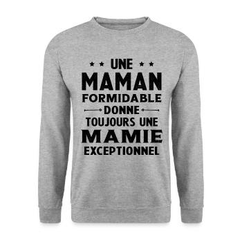 Cadeau pour Grand-Mère - Une Mamie Exceptionnelle - Sweat-shirt Unisexe - gris chiné - Devant - Alina (178cm) & Michal (187cm)