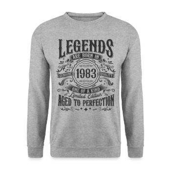 Vintage né en 1983 Legends Vintage Anniversaire - Sweat-shirt Unisexe - gris chiné - Devant - Alina (178cm) & Michal (187cm)