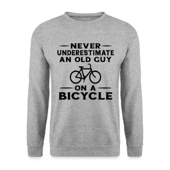 Never Underestimate an Old Man With a Bike - Unisex Sweatshirt - salt & pepper - Front - Alina (178cm) & Michal (187cm)