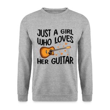 Gitarrist für Mädchen Frauen Kinder Gitarre - Unisex Pullover - Weißgrau meliert - Vorne - Alina (178cm) & Michal (187cm)