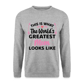This is what the best mom in the world looks like - Unisex Sweatshirt - salt & pepper - Front - Alina (178cm) & Michal (187cm)