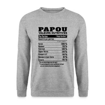 Cadeau papou humour papou valeurs nutritives - Sweat-shirt Unisexe - gris chiné - Devant - Alina (178cm) & Michal (187cm)