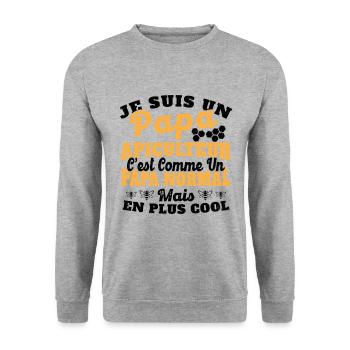 Papa et apiculteur - Sweat-shirt Unisexe - gris chiné - Devant - Alina (178cm) & Michal (187cm)