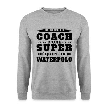 Coach de Super équipe de waterpolo Humour Cadeau - Sweat-shirt Unisexe - gris chiné - Devant - Alina (178cm) & Michal (187cm)
