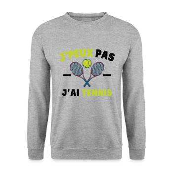 J'Peux Pas J'Ai Tennis Sport Cadeau Humoristique - Sweat-shirt Unisexe - gris chiné - Devant - Alina (178cm) & Michal (187cm)