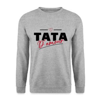 Tata d'amour Humour Cadeau - Sweat-shirt Unisexe - gris chiné - Devant - Alina (178cm) & Michal (187cm)