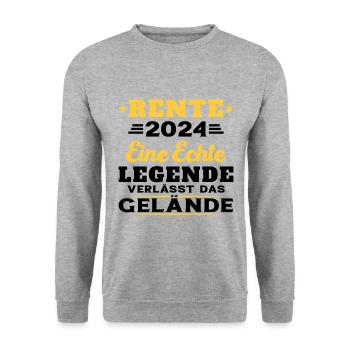 Humor Geschenk Rentner 2024, Rentner Im Jahr 2024 - Unisex Pullover - Weißgrau meliert - Vorne - Alina (178cm) & Michal (187cm)