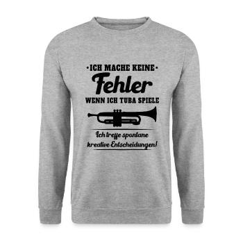 Tuba Fehler Tubaspieler Blaskapelle Instrument - Unisex Pullover - Weißgrau meliert - Vorne - Alina (178cm) & Michal (187cm)