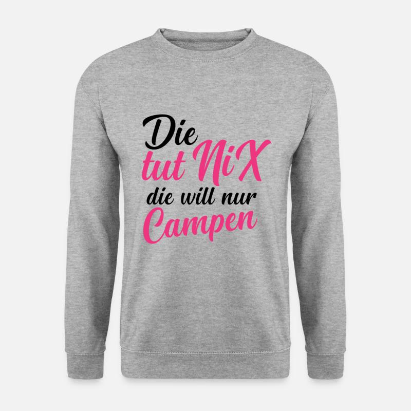 Die Will Nur Campen - Camper & Camping Wohnmobil - Unisex Pullover - Weißgrau meliert