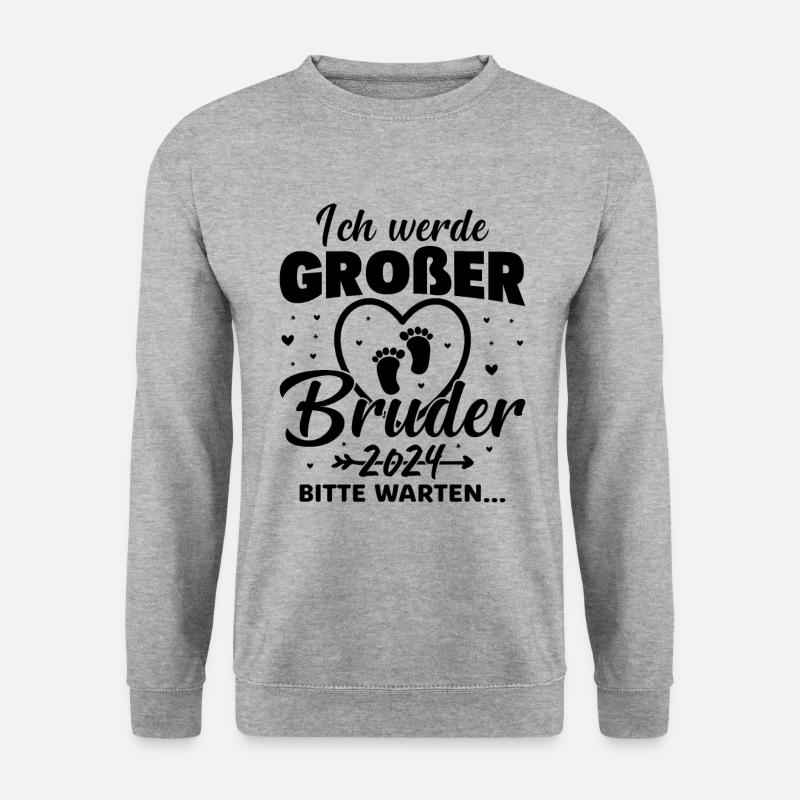 Ich werde Großer Bruder 2024 - Unisex Pullover - Weißgrau meliert