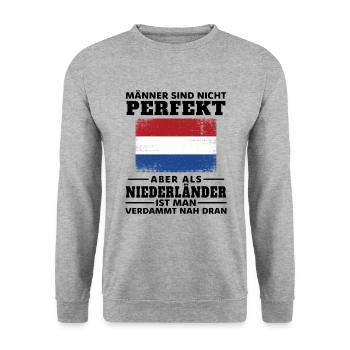 Holland Niederlande Niederländer Niederländisches - Unisex Pullover - Weißgrau meliert - Vorne - Alina (178cm) & Michal (187cm)