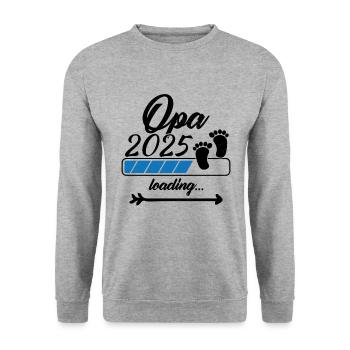 Opa 2025 Loading - Unisex Pullover - Weißgrau meliert - Vorne - Alina (178cm) & Michal (187cm)