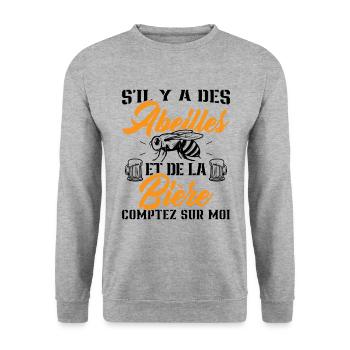 S'il y a des abeilles et de la bière - Sweat-shirt Unisexe - gris chiné - Devant - Alina (178cm) & Michal (187cm)