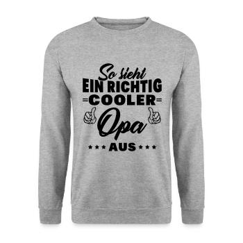 So sieht ein richtig cooler Opa aus Großvater - Unisex Pullover - Weißgrau meliert - Vorne - Alina (178cm) & Michal (187cm)