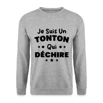 Je suis un Tonton qui déchire Cadeau Oncle Drôle - Sweat-shirt Unisexe - gris chiné - Devant - Alina (178cm) & Michal (187cm)