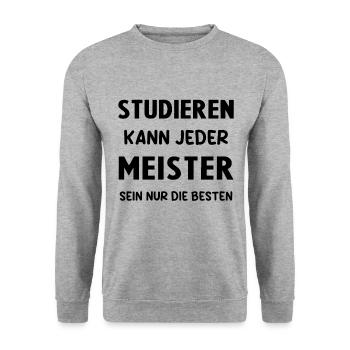 Meister Prüfung Bestanderen Prüfung - Unisex Pullover - Weißgrau meliert - Vorne - Alina (178cm) & Michal (187cm)