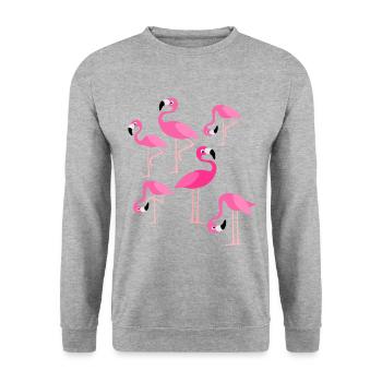 Flamant rose - Sweat-shirt Unisexe - gris chiné - Devant - Alina (178cm) & Michal (187cm)