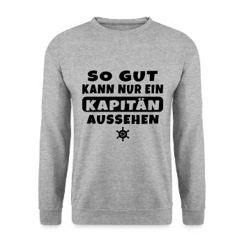 So gut kann nur ein Kapitän aussehen - Unisex Pullover - Weißgrau meliert - Vorne - Alina (178cm) & Michal (187cm)