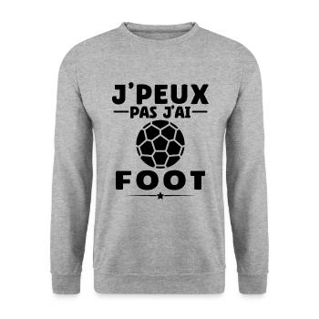 Cadeau Je Peux Pas J'Ai Foot Humour Footballeur - Sweat-shirt Unisexe - gris chiné - Devant - Alina (178cm) & Michal (187cm)