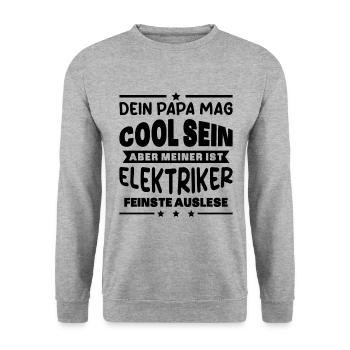 Elektriker Dein Papa Mag Cool Sein Elektrik Beruf - Unisex Pullover - Weißgrau meliert - Vorne - Alina (178cm) & Michal (187cm)