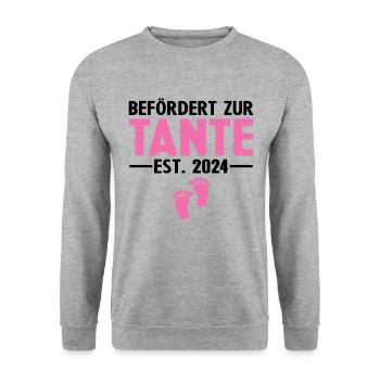 Befördert zur Tante 2024 - Unisex Pullover - Weißgrau meliert - Vorne - Alina (178cm) & Michal (187cm)