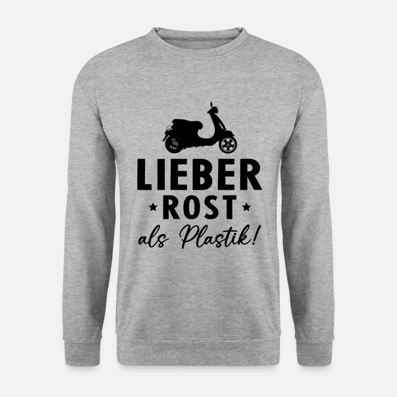 Lieber Rost als Plastic - Unisex Pullover - Weißgrau meliert
