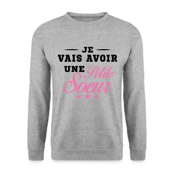 Je Vais Avoir Une Petite Sœur Cadeau Future Soeur - Sweat-shirt Unisexe - gris chiné - Devant - Alina (178cm) & Michal (187cm)