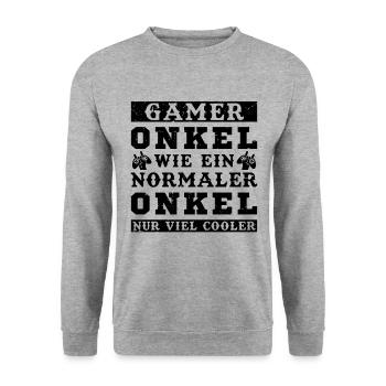Der Coole Gaming Onkel Gamer Zocker Geschenk - Unisex Pullover - Weißgrau meliert - Vorne - Alina (178cm) & Michal (187cm)