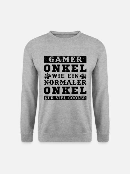 Der Coole Gaming Onkel Gamer Zocker Geschenk - Unisex Pullover - Weißgrau meliert