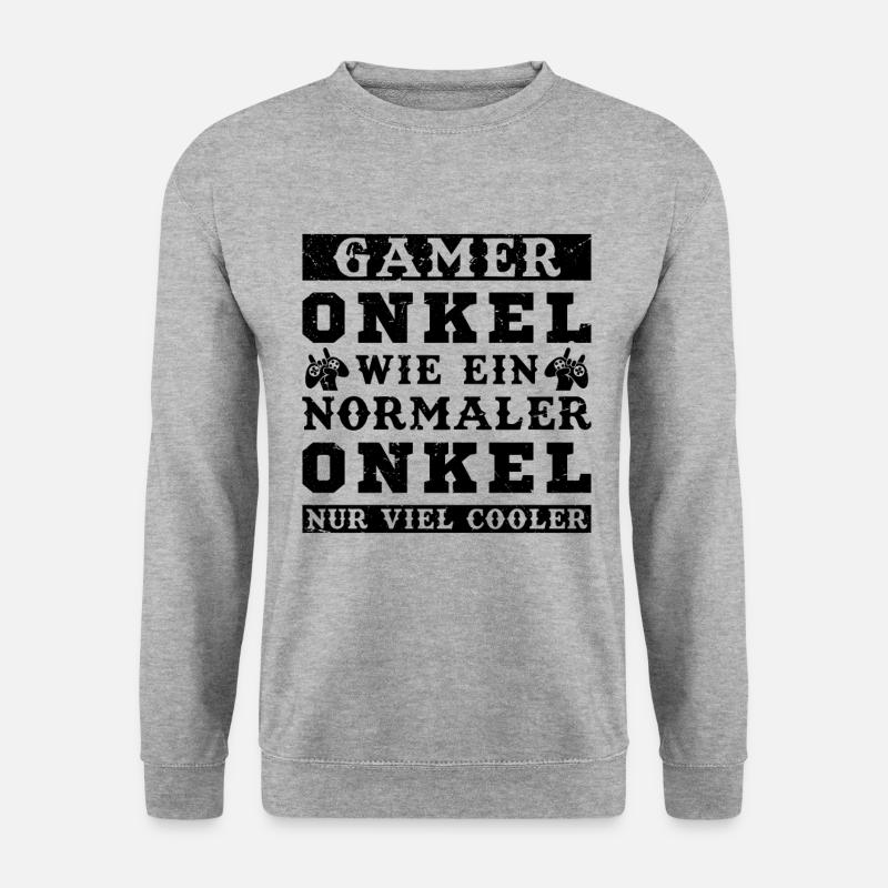 Der Coole Gaming Onkel Gamer Zocker Geschenk - Unisex Pullover - Weißgrau meliert