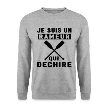Je Suis Un Rameur qui déchire Humour Avironneur - Sweat-shirt Unisexe - gris chiné - Devant - Alina (178cm) & Michal (187cm)