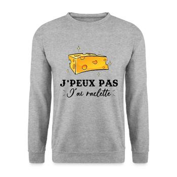 J'peux pas j'ai raclette - Sweat-shirt Unisexe - gris chiné - Devant - Alina (178cm) & Michal (187cm)