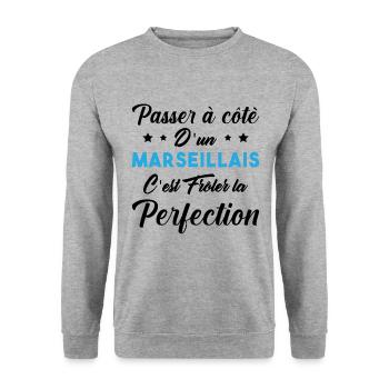 Marseille Perfection Humour Culture France Homme - Sweat-shirt Unisexe - gris chiné - Devant - Alina (178cm) & Michal (187cm)