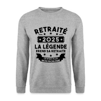 Retraité 2025 Pour Homme Femme Départ Retraite - Sweat-shirt Unisexe - gris chiné - Devant - Alina (178cm) & Michal (187cm)
