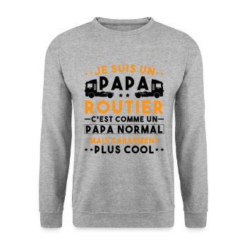 je suis un papa routier / humour papa routier - Sweat-shirt Unisexe - gris chiné - Devant - Alina (178cm) & Michal (187cm)