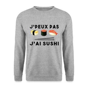 Je peux pas J'ai Sushi Humour Cadeau Drôle Sushis - Sweat-shirt Unisexe - gris chiné - Devant - Alina (178cm) & Michal (187cm)