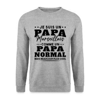 Papa Marseillais Humour Cadeau De Noël - Sweat-shirt Unisexe - gris chiné - Devant - Alina (178cm) & Michal (187cm)