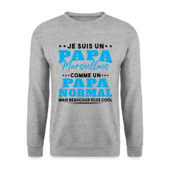 Papa Marseillais Humour Cadeau De Noël - Sweat-shirt Unisexe - gris chiné - Devant - Alina (178cm) & Michal (187cm)