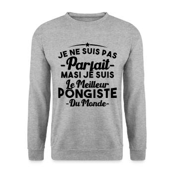 Pas parfait mais je suis le meilleur pongiste - Sweat-shirt Unisexe - gris chiné - Devant - Alina (178cm) & Michal (187cm)