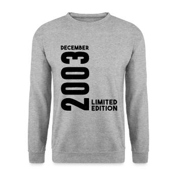 Anniversaire homme femme I Décembre 2003 - Sweat-shirt Unisexe - gris chiné - Devant - Alina (178cm) & Michal (187cm)