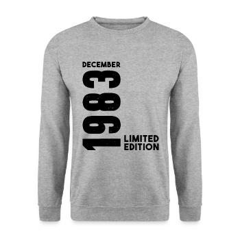 Anniversaire homme femme I Décembre 1983 - Sweat-shirt Unisexe - gris chiné - Devant - Alina (178cm) & Michal (187cm)