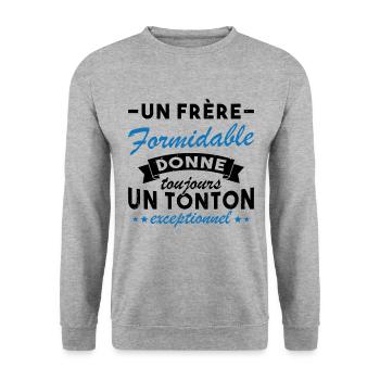 Un frère formidable donne un tonton exceptionnel - Sweat-shirt Unisexe - gris chiné - Devant - Alina (178cm) & Michal (187cm)