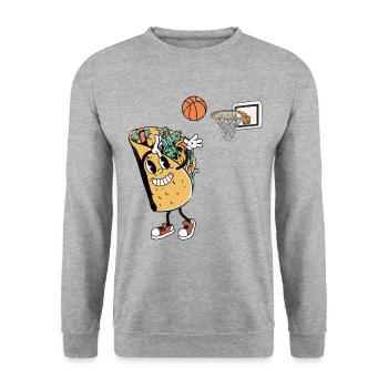 Taco Basketball Tacos Mexikanisch Essen - Unisex Pullover - Weißgrau meliert - Vorne - Alina (178cm) & Michal (187cm)