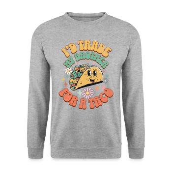 Taco Tacos Mexican Food - Unisex Sweatshirt - salt & pepper - Front - Alina (178cm) & Michal (187cm)