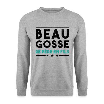 Beau Gosse De Père En Fils - Sweat-shirt Unisexe - gris chiné - Devant - Alina (178cm) & Michal (187cm)