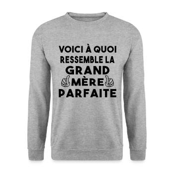 Grand Mère Parfaite Mémère Mémé Mamie Bonne Maman - Sweat-shirt Unisexe - gris chiné - Devant - Alina (178cm) & Michal (187cm)